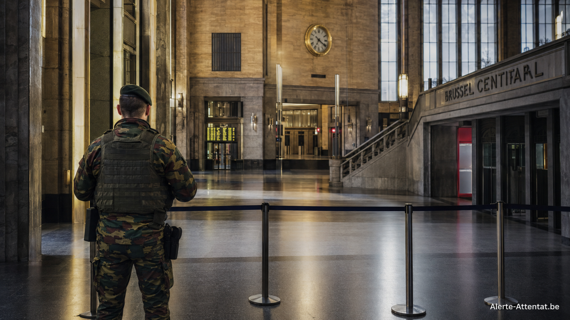 Illustration : Attentat déjouer de justesse à Bruxelles à la gare centrale l'assaillant à été abattu par un militaire